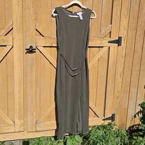 Scarlett Vintage Elegant Olive Green Sleeveless Dress 9/10